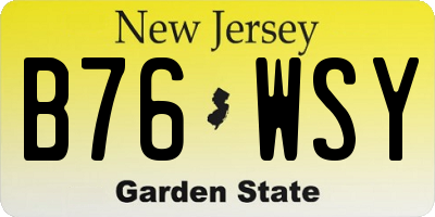 NJ license plate B76WSY