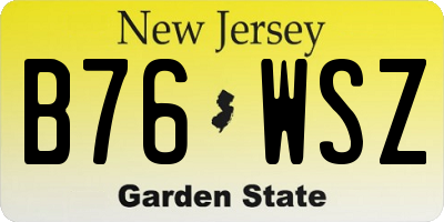 NJ license plate B76WSZ