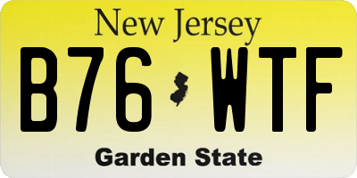 NJ license plate B76WTF