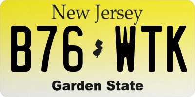 NJ license plate B76WTK
