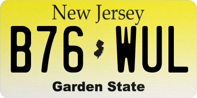 NJ license plate B76WUL