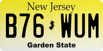 NJ license plate B76WUM