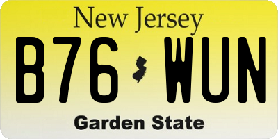 NJ license plate B76WUN