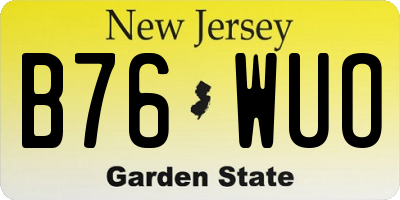 NJ license plate B76WUO