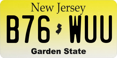NJ license plate B76WUU