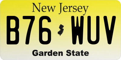 NJ license plate B76WUV