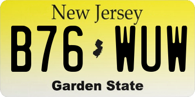 NJ license plate B76WUW