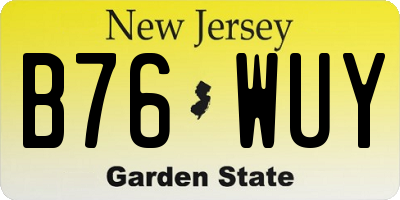NJ license plate B76WUY