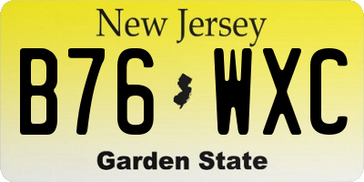 NJ license plate B76WXC