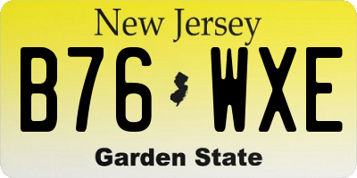 NJ license plate B76WXE