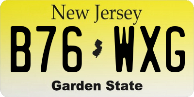 NJ license plate B76WXG