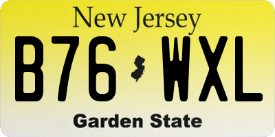 NJ license plate B76WXL