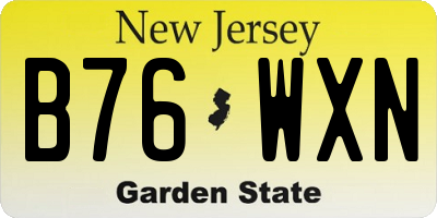NJ license plate B76WXN