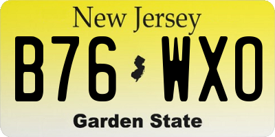 NJ license plate B76WXO