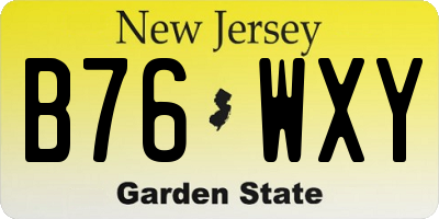 NJ license plate B76WXY