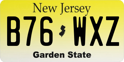 NJ license plate B76WXZ
