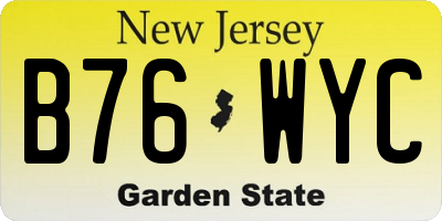 NJ license plate B76WYC