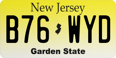 NJ license plate B76WYD