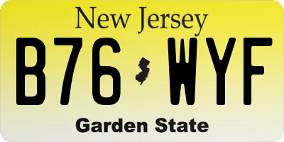 NJ license plate B76WYF