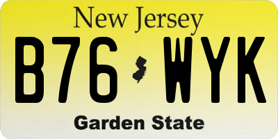 NJ license plate B76WYK