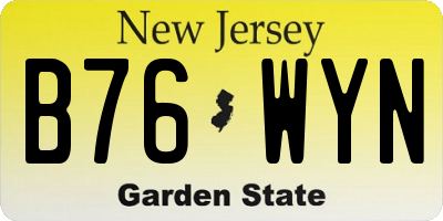 NJ license plate B76WYN