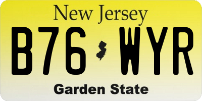 NJ license plate B76WYR
