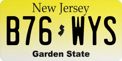 NJ license plate B76WYS