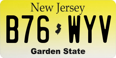 NJ license plate B76WYV