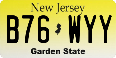 NJ license plate B76WYY