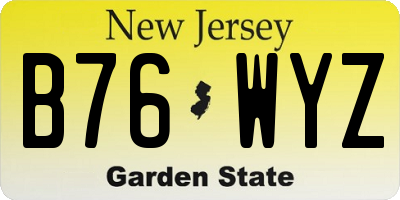 NJ license plate B76WYZ