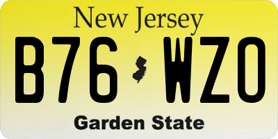 NJ license plate B76WZO