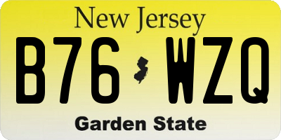 NJ license plate B76WZQ