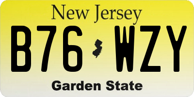 NJ license plate B76WZY