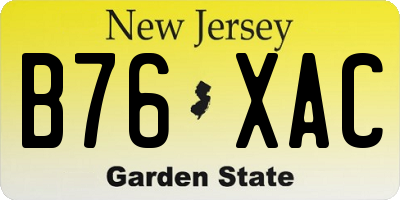NJ license plate B76XAC