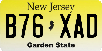 NJ license plate B76XAD