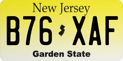 NJ license plate B76XAF