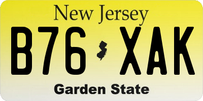 NJ license plate B76XAK