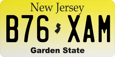 NJ license plate B76XAM