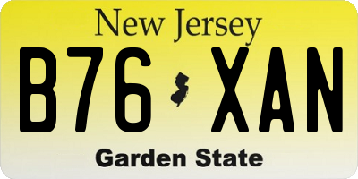 NJ license plate B76XAN