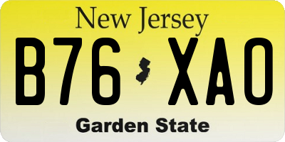 NJ license plate B76XAO