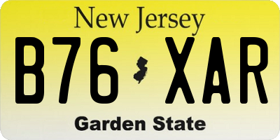 NJ license plate B76XAR