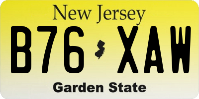 NJ license plate B76XAW