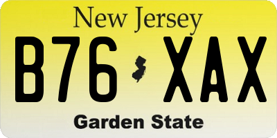 NJ license plate B76XAX