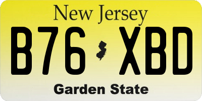 NJ license plate B76XBD