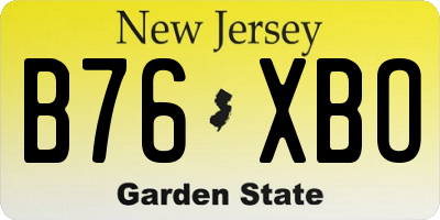 NJ license plate B76XBO