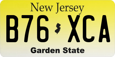 NJ license plate B76XCA