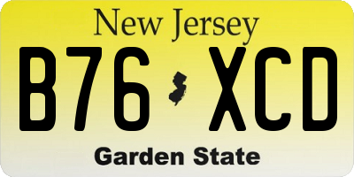 NJ license plate B76XCD