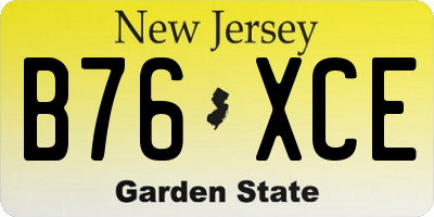 NJ license plate B76XCE