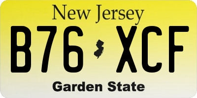 NJ license plate B76XCF