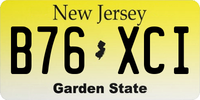 NJ license plate B76XCI